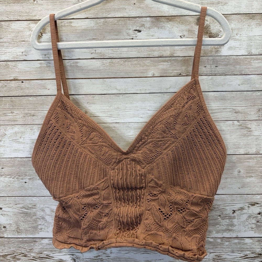 Free People Intimately FP Womens XS/S Bralette Top Rosie Longline Brown Made USA
